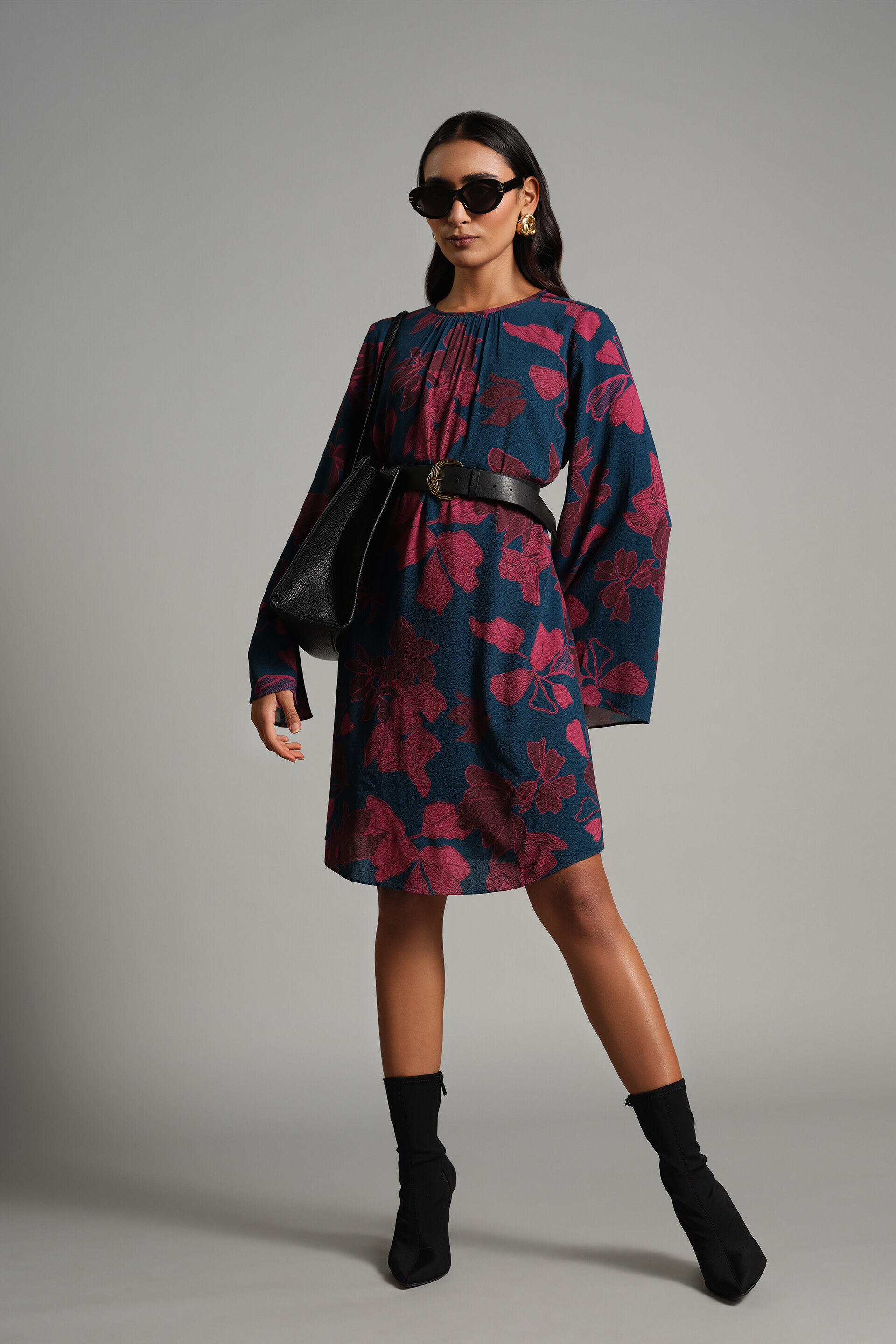 Florals Of The Season Dress, Wine, image 1